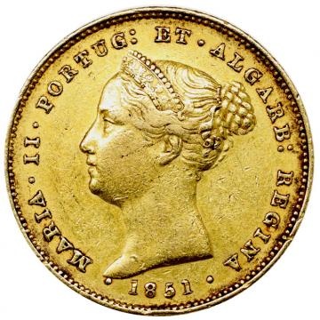 ポルトガル 1851年 5000レイス 金貨 マリア2世