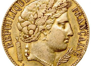 フランス 1851A セレス女神 Ceres 20フラン 金貨 パリミント 美品