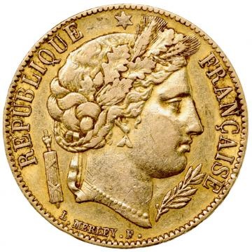 フランス 1851A セレス女神 Ceres 20フラン 金貨 パリミント 美品