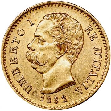 イタリア 1882年R 20リレ ウンベルト金貨 EF極美品