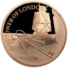 イギリス 2019年 5ポンド プルーフ金貨 エリザベス2世 ロンドンタワー”キー・セレモニー” No.007 限定発行385枚 共箱 FDC完全未使用