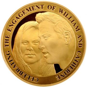 オルダニー(イギリス) 2010年 5ポンド エリザベス2世 金貨 ウィリアム・キャサリン婚約記念 限定発行1000枚 PCGS PR67DCAM レア