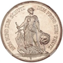 スイス 1885年銘 5フラン 記念 銀貨 ベルン 射撃祭シリーズ レア発行25000枚 NGC MS63