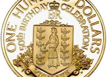 イギリス・バージン諸島 1976年 100ドル金貨 プルーフ エリザベス2世 ヤングバスト 女王50歳記念 FDC完全未使用