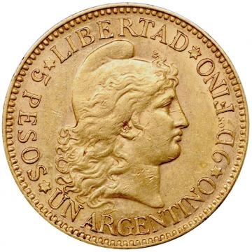 アルゼンチン 1887年 5ペソ金貨 自由の女神リバティ EF極美品