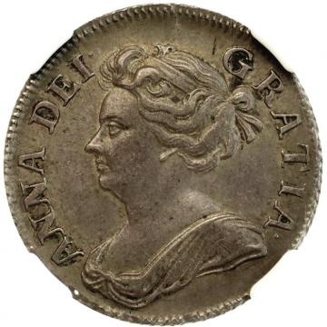 GREAT BRITAIN イギリス 1708年 シリング銀貨 アン女王 タワーミント NGC AU58
