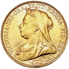 イギリス領オーストラリア 1899年銘 ソブリン金貨 シドニーミント ヴィクトリア ビクトリア ヴェールドヘッドUNC未使用