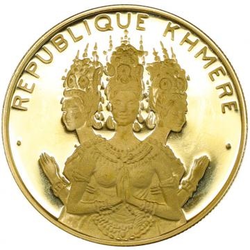 カンボジア 1974年銘 50,000レアル金貨 プルーフ FDC完全未使用