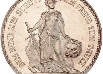 スイス 1885年銘 5フラン 記念 銀貨 ベルン 射撃祭シリーズ レア発行25000枚 NGC MS63