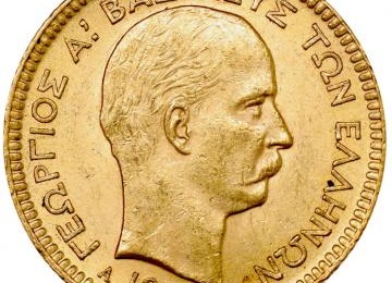 ギリシャ 1884年 20ドラクマ 金貨 ゲオルギオス1世 EF+極美品+