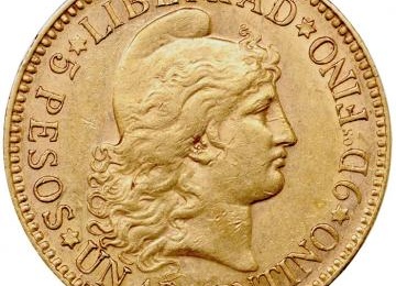 アルゼンチン 1887年 5ペソ金貨 自由の女神リバティ EF極美品