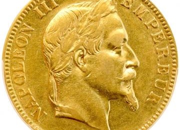 フランス 1866年BB 100フラン金貨 ナポレオン3世 有冠 PCGS AU50