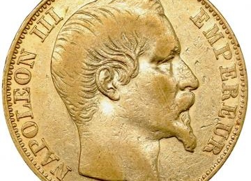 フランス帝国 1856年A 20フラン金貨 ナポレオン3世 無冠 パリミント