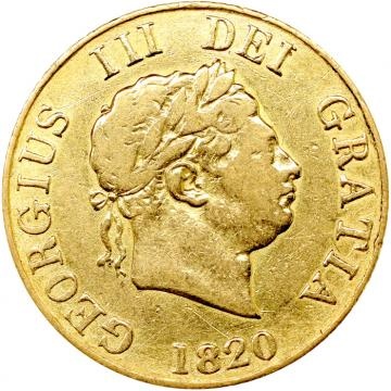 イギリス 1820年 ハーフソブリン金貨 ジョージ3世