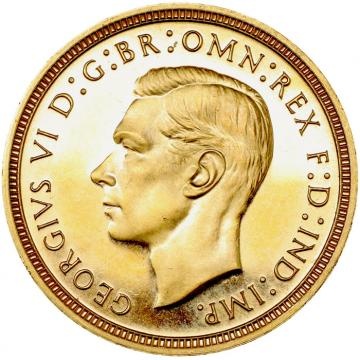 イギリス 1937年銘 ハーフソブリンProof金貨 ジョージ6世 FDC完全未使用