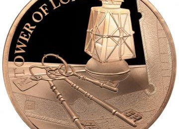 イギリス 2019年 5ポンド プルーフ金貨 エリザベス2世 ロンドンタワー”キー・セレモニー” No.007 限定発行385枚 共箱 FDC完全未使用