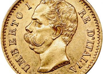 イタリア 1882年R 20リレ ウンベルト金貨 EF極美品
